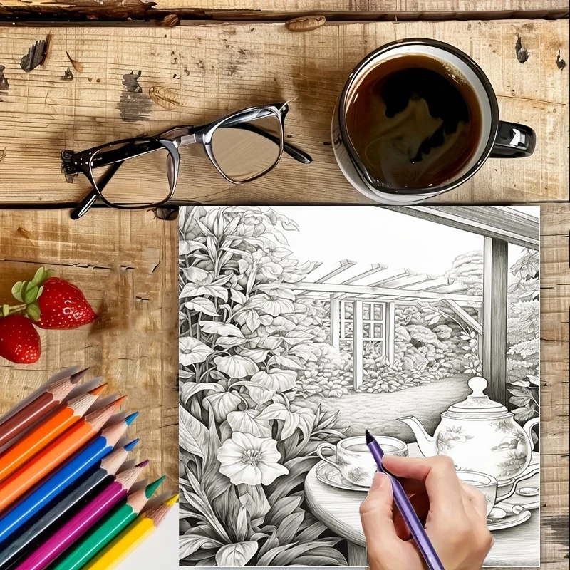 Tea In The Gardens Coloring Bo - đánh giá và giá School Supplies